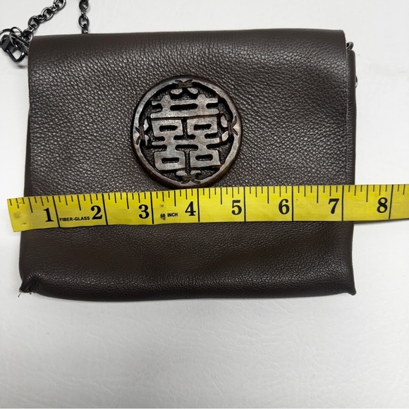 evoke Elegant brown/ charcoal Leather Crossbody mini Bag - Picture 8 of 9